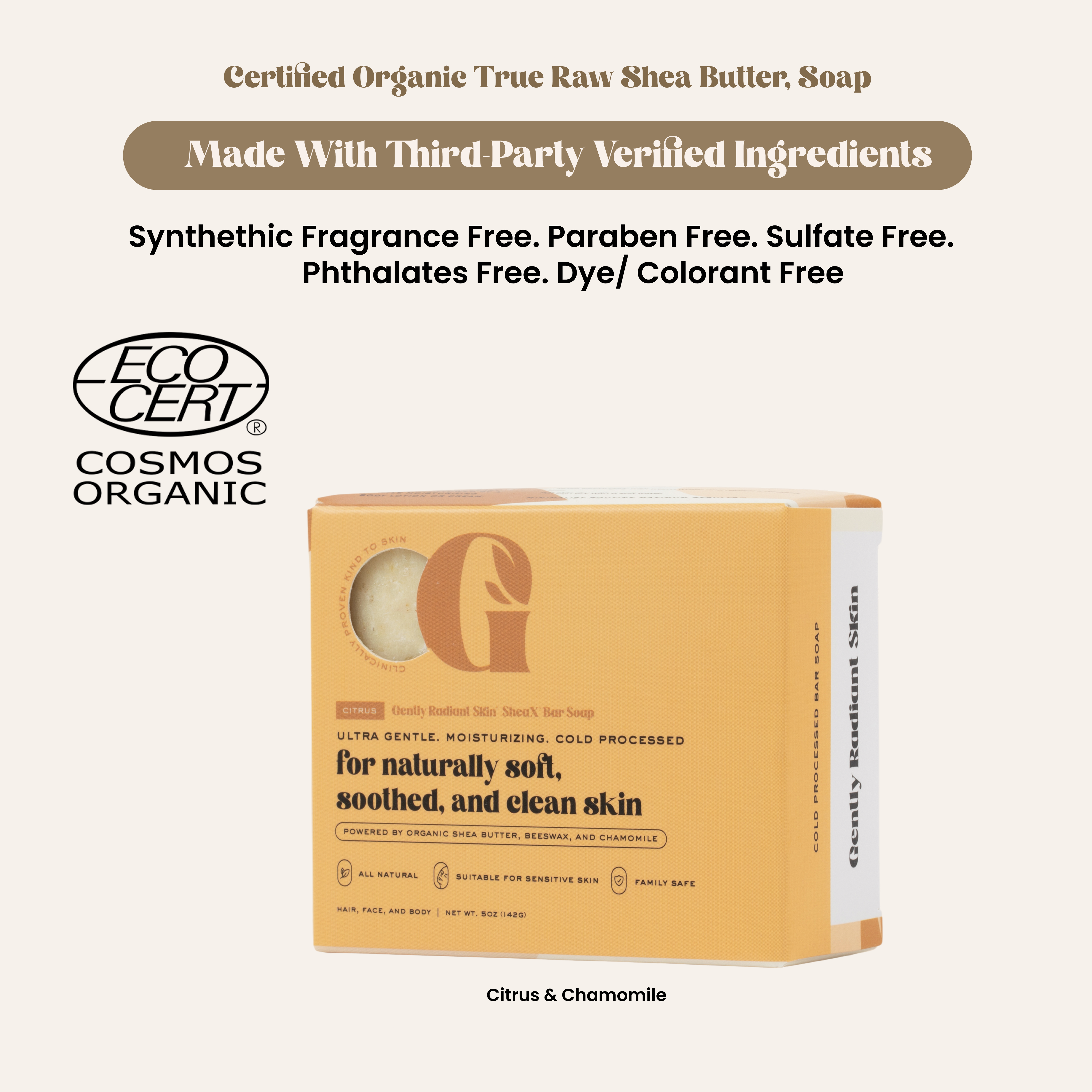 5oz SheaX™ Citrus & Chamomile Body Cleansing Bar Soap