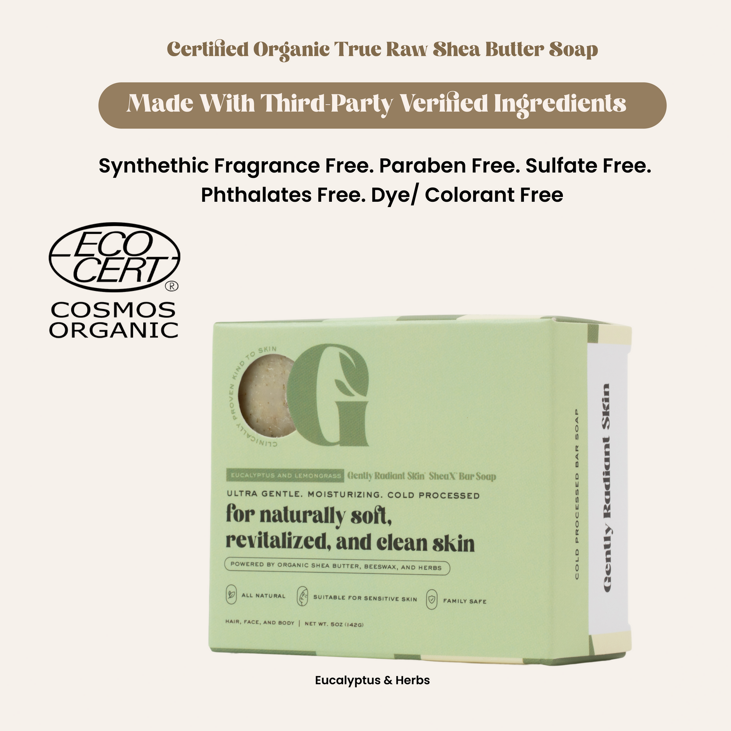 SheaX™ Organic Eucalyptus & Herbs Bar Soap - 5oz