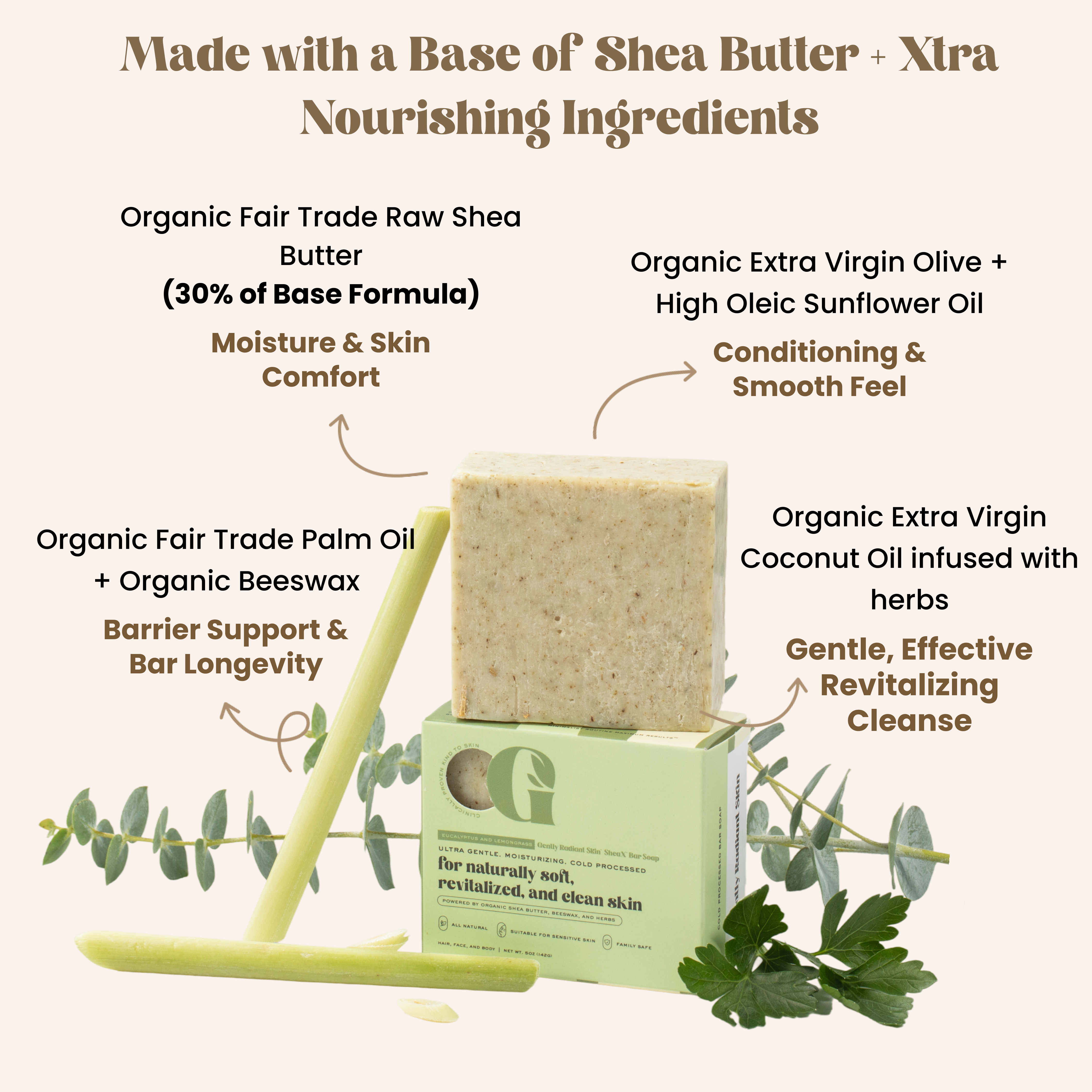 5oz SheaX™ Eucalyptus & Herbs Body Cleansing Bar Soap