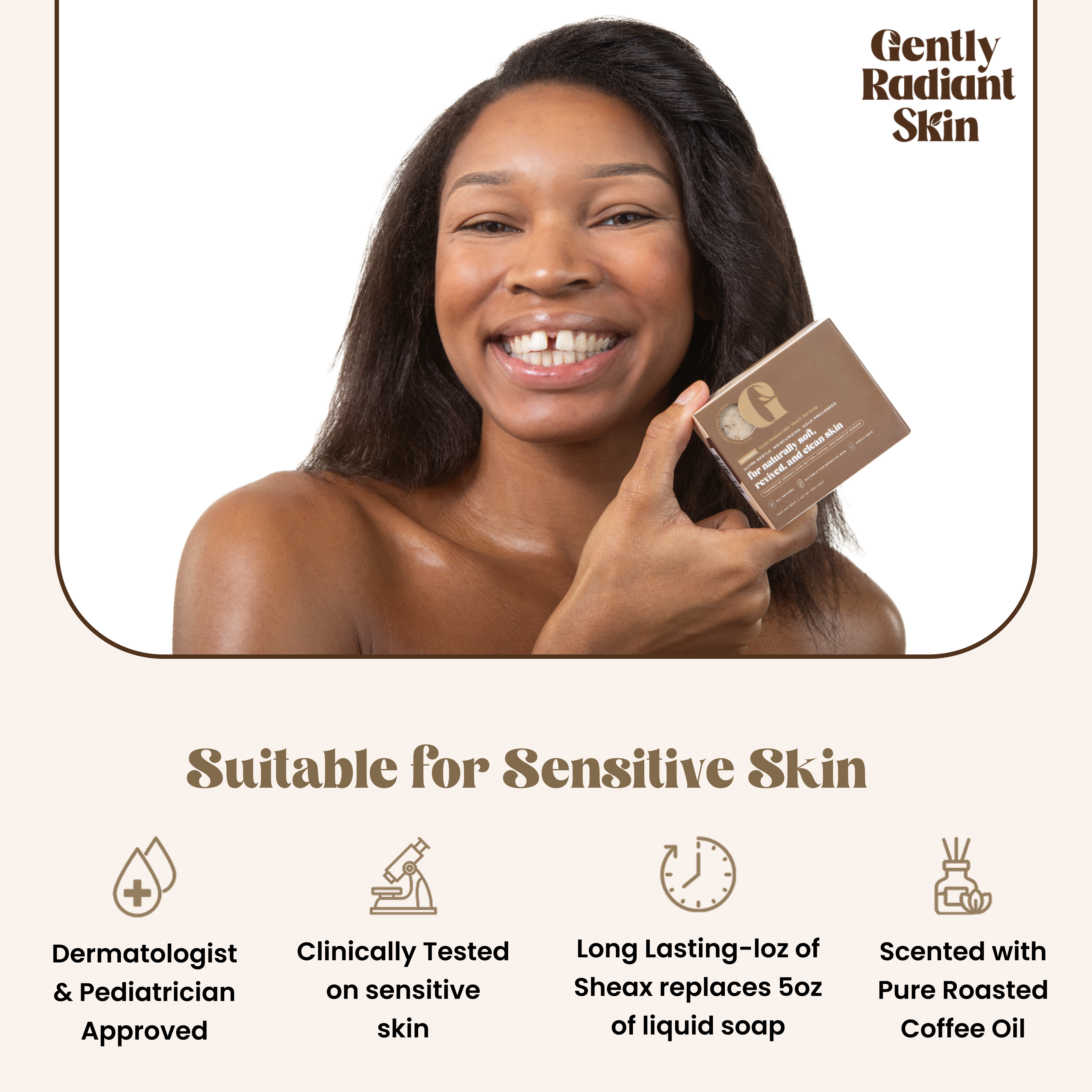 5oz SheaX™ Honey Espresso Rosehip Body Cleansing Bar Soap